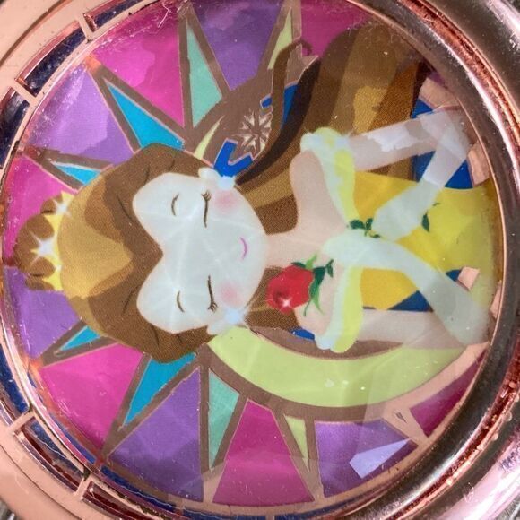 Disney Store Compact Makeup Mirror Art of Belle Beauty Beast Metal Rose Gold - Picture 5 of 9